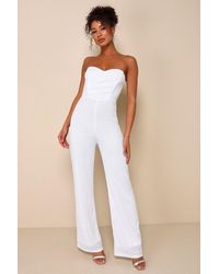 Lulus - Fashionista Nights Sequin Strapless Wide-Leg Jumpsuit - Lyst