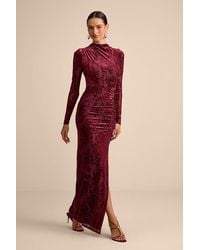 Lulus - Neilina Velvet Jacquard Mock Neck Maxi Dress - Lyst