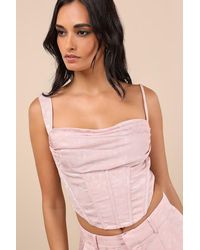 Lulus - Karee Satin Asymmetrical Bustier Top - Lyst