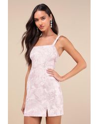 Lulus - Shine For Us Shiny Rose Tropical Jacquard Mini Dress - Lyst