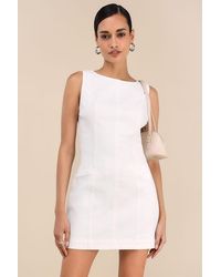 Lulus - Cataleya Denim Boat Neck Mini Dress - Lyst