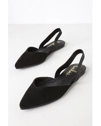 Lulus - Mae Suede Pointed-Toe Slingback Flats - Lyst