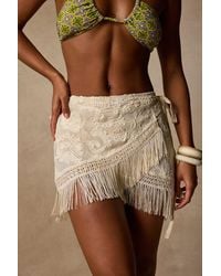 Lulus - Cornella Cream Crochet Wrap Mini Swim Cover-Up - Lyst