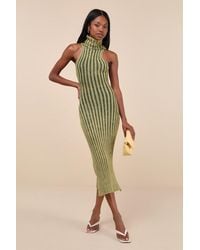 Lulus - Truly Magnetic Ribbed Turtleneck Midi Sweater Dress - Lyst