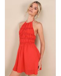 Lulus - Kallina Ruffled Halter Neck Mini Dress - Lyst