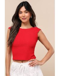 Lulus - Bellia Textured Knit Cap Sleeve Backless Top - Lyst