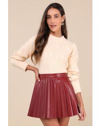 Lulus - Chic Edge Vegan Leather Pleated High-Rise Mini Skirt - Lyst