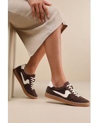 Dolce Vita - Notice Dark Suede Leather Color Block Lace-Up Sneakers - Lyst