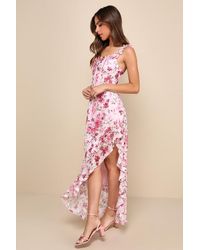 Lulus - Lovable Spirit Floral Burnout Ruffled High-Low Maxi Dress - Lyst