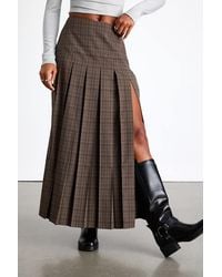 Lulus - Vessa Plaid High-Rise Pleated Maxi Skirt - Lyst