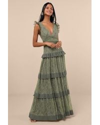 Lulus - Marvelous Darling Lace Ruffled Tiered Maxi Dress - Lyst