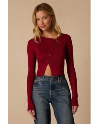 Lulus - Paxlynn Ribbed Asymmetrical Cardigan Top - Lyst