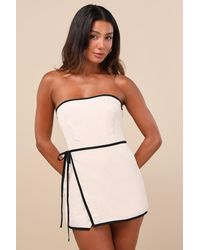Lulus - Tania Strapless Skort Romper - Lyst