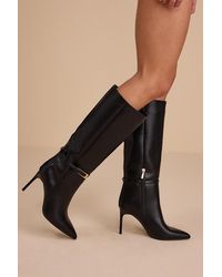 Lulus - Cadee Stiletto Knee-High Buckle Boots - Lyst