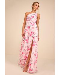 Lulus - Elegant Admiration Floral One-Shoulder Maxi Dress - Lyst