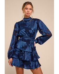 Lulus - Maeve Floral Burnout Tiered Mini Dress - Lyst