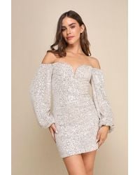 Lulus - Immensely Iconic Sequin Off-The-Shoulder Mini Dress - Lyst