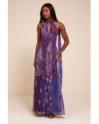 Lulus - Calixta Abstract Chiffon Sash Shift Maxi Dress - Lyst