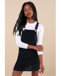 Lulus - Sweet Reputation Corduroy Overall Mini Dress With Pockets - Lyst