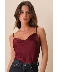 Lulus - Emmerson Satin Sleeveless Cowl Neck Bodysuit - Lyst
