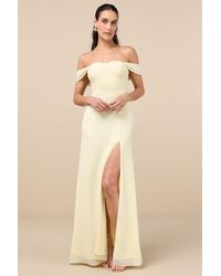 Lulus - Magical Magnetism Pale Off-The-Shoulder Maxi Dress - Lyst