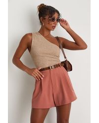Lulus - Sharise Rusty Rose Pleated High-Rise Shorts - Lyst