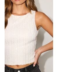 Lulus - Alessa Knit Sequin Cropped Tank Top - Lyst