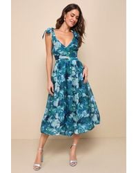 Lulus - Flowering Day Dream Floral Organza Midi Bubble Dress - Lyst