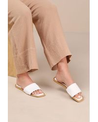 Lulus - Brenner Flat Square-Toe Slide Sandals - Lyst