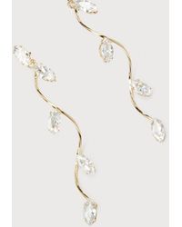 Lulus - Tenderly Twining Rhinestone Twisted Leaf Drop Earrings - Lyst