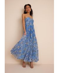 Lulus - Lynwen Abstract Pleated Strapless Maxi Dress - Lyst
