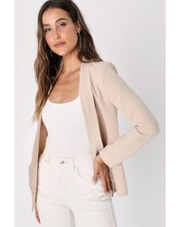 Lulus - Miss Punctuality Taupe Lightweight Blazer - Lyst