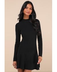 Lulus - Adorable Intentions Mock Neck A-Line Mini Sweater Dress - Lyst