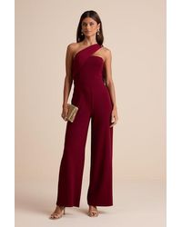 Lulus - Hexley One-Shoulder Sash Scarf Jumpsuit - Lyst