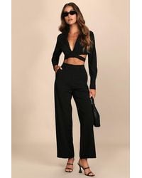 Lulus - So Get This High-Waisted Wide-Leg Trouser Pants - Lyst