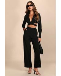 Lulus - So Get This High-Waisted Wide-Leg Trouser Pants - Lyst
