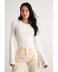 Lulus - Nydia Ribbed Long Sleeve Sweater Top - Lyst