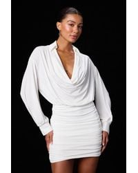 Lulus - Solena Jersey Knit Collared Bodycon Mini Dress - Lyst