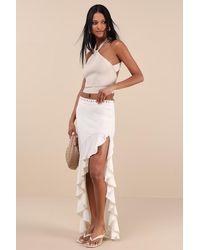 Lulus - Eladia Knit Ruffled High-Low Maxi Skirt - Lyst