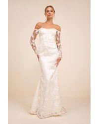 Lulus - Lucina Embroidered Bustier Long Sleeve Maxi Dress - Lyst