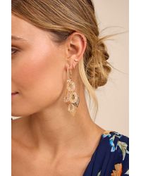 Lulus - Ellies Leaf Statement Earrings - Lyst