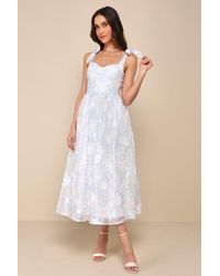 Lulus - Beautifully Adored Floral Burnout Tie-Strap Midi Dress - Lyst