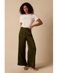 Lulus - Bessah Satin Wide Leg Mid-Rise Trouser Pants - Lyst