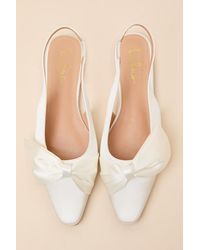 Lulus - Kyleigh Satin Bow Slingback Flats - Lyst