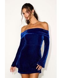 Lulus - Alluring Glam Velvet Off-The-Shoulder Mini Dress - Lyst