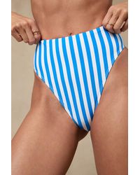 Lulus - Saela Striped High-Waisted Bikini Bottoms - Lyst