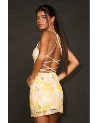 Lulus - Mitzy Multi Floral Sequin Lace-Up Mini Dress - Lyst