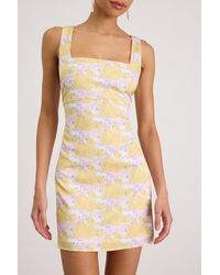 Lulus - Truly The Cutest Multi Satin Square Neck Mini Dress - Lyst