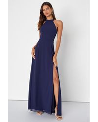 Lulus - Confidently Charismatic Backless Halter Maxi Dress - Lyst
