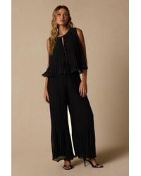 Lulus - Adela Plisse Wide-Leg Pants - Lyst